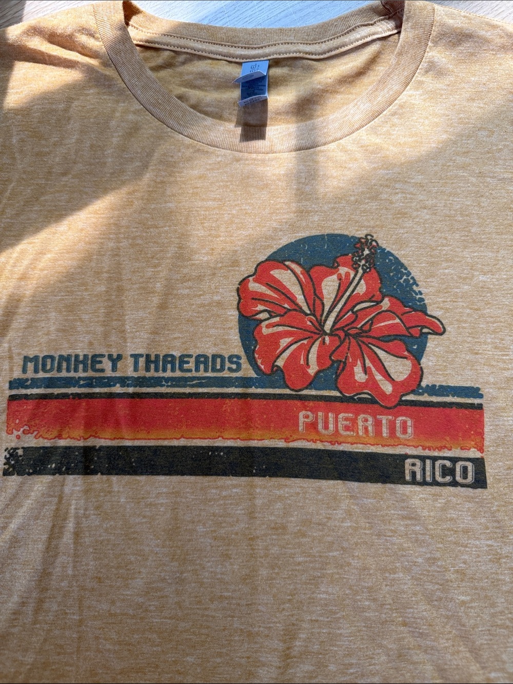 NWOT Puerto Rico Graphic Tee with Hibiscus - Mustard Yellow - Picture 3 of 4